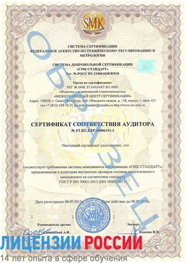 Образец сертификата соответствия аудитора №ST.RU.EXP.00006191-1 Нарьян-Мар Сертификат ISO 50001